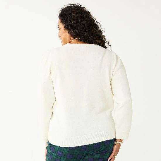 Plus Size Croft & Barrow® Puff-Sleeve Bobble Sweater White Plus Size Croft & Barrow® Puff-Sleeve Bobble Sweater White -Croft & BarrowSales unnamed file 2787