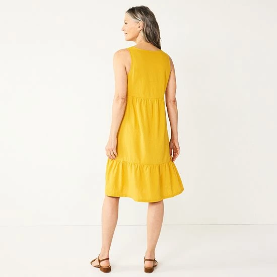 Women's Croft & Barrow® Tiered Sleeveless Swing Dress Black Geo - Image 2