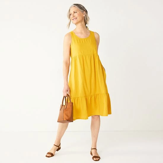 Women's Croft & Barrow® Tiered Sleeveless Swing Dress Black Geo - Image 4