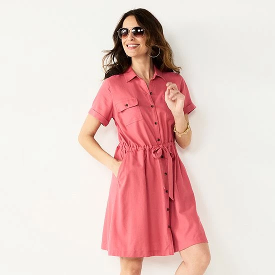 Petite Croft & Barrow® Belted Utility Dress Watermelon - Image 3
