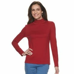 Women's Croft & Barrow® Essential Long-Sleeve Mockneck Top Blue Ditsy Floral