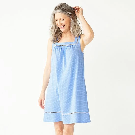 Women's Croft & Barrow® Sleeveless Cotton Nightgown White Greta Floral - Image 6