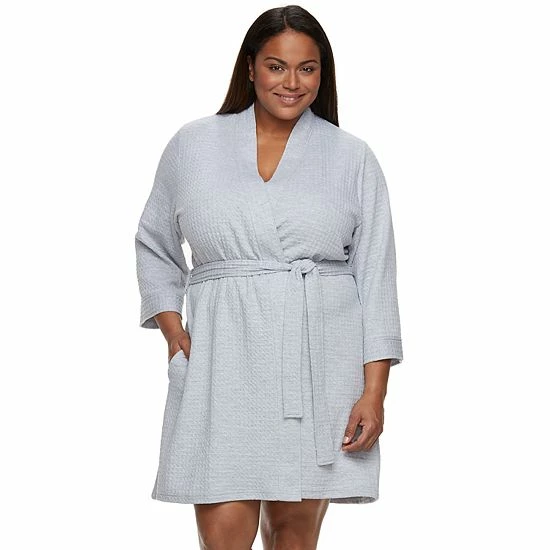 Plus Size Croft & Barrow® Waffle-Knit Kimono Robe Floral
