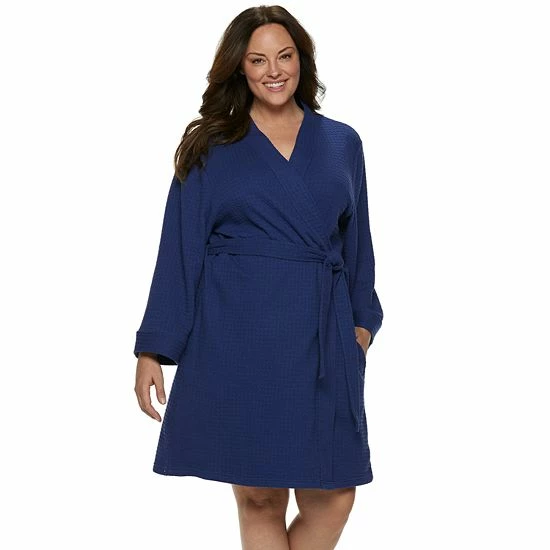 Plus Size Croft & Barrow® Waffle-Knit Kimono Robe Floral - Image 6