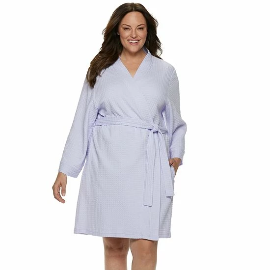 Plus Size Croft & Barrow® Waffle-Knit Kimono Robe Floral - Image 7