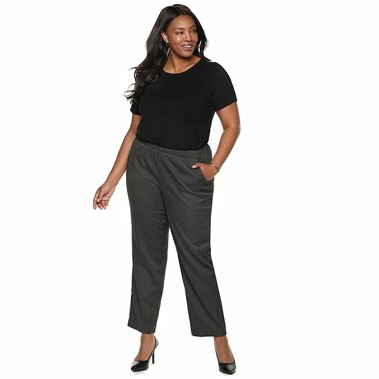 Plus Size Croft & Barrow® Polished Pull-On Pants Heather Olive - Image 3