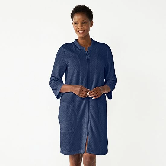 Petite Croft & Barrow® Quilted Zipper Duster Peri - Image 3