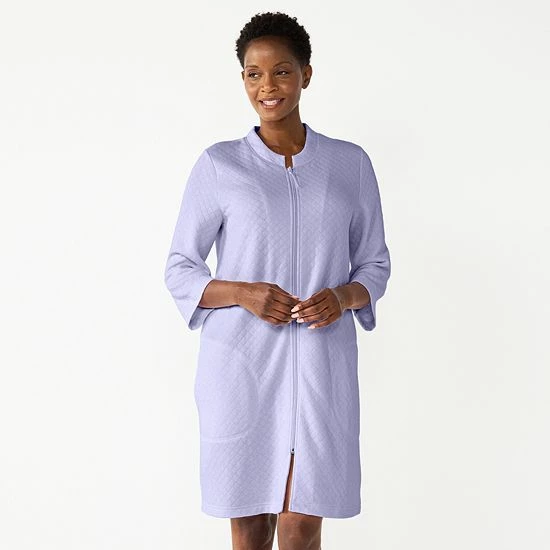 Petite Croft & Barrow® Quilted Zipper Duster Peri - Image 4