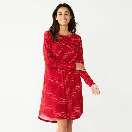 Women's Croft & Barrow® Long Sleeve Cozy Sleepshirt Red Dots Women's Croft & Barrow® Long Sleeve Cozy Sleepshirt Red Dots -Croft & BarrowSales unnamed file 2929