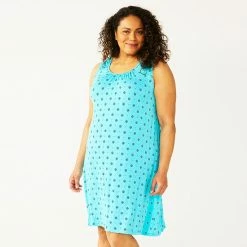 Plus Size Croft & Barrow® Sleeveless Nightgown Teal Geo -Croft & BarrowSales unnamed file 2937