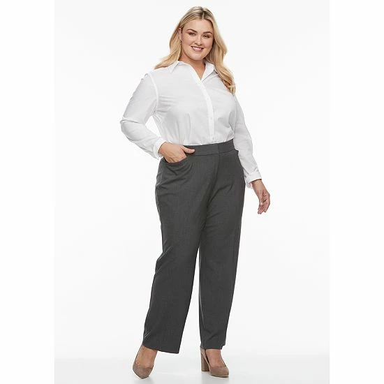 Plus Size Croft & Barrow® Curvy Fit Trouser Pants Espresso Roast - Image 3