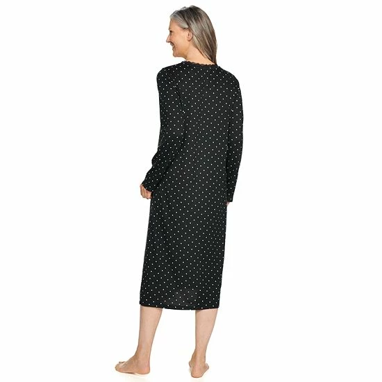 Petite Croft & Barrow® Long Sleeve Nightgown Gray Cardinal - Image 2