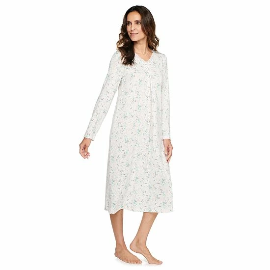 Petite Croft & Barrow® Long Sleeve Nightgown Gray Cardinal - Image 7