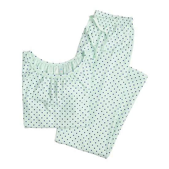 Women's Croft & Barrow® Short Sleeve Pajama Top & Pajama Pants Cotton Sleep Set Mint Navy Dot 4 Women's Croft & Barrow® Short Sleeve Pajama Top & Pajama Pants Cotton Sleep Set Mint Navy Dot - Image 4