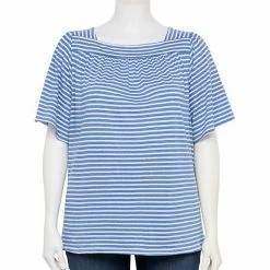 Plus Size Croft & Barrow® Print Squareneck Swing Top Green Boho Geo