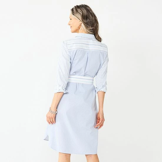 Women's Croft & Barrow® Mixed-Stripe Shirtdress - Image 2