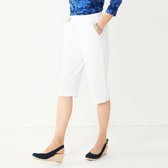 Women's Croft & Barrow® French Terry Skimmer Pants Capri Blue - Image 4