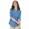 Women's Croft & Barrow® Knit-To-Fit Roll Tab Sleeve Shirt Stripe Pocket Flap