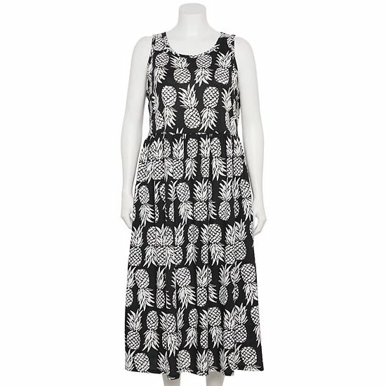 Plus Size Croft & Barrow® Sleeveless Tank Maxi Dress Blue Dye Stripe - Image 4