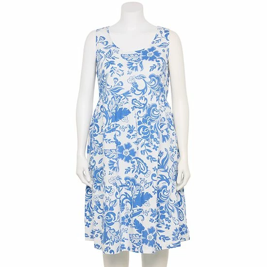 Plus Size Croft & Barrow® Sleeveless Tiered Linen Dress Gold Stripe - Image 6