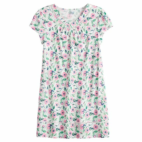 Women's Croft & Barrow® Short Sleeve Cotton Nightgown Navy White Stripe - Image 4