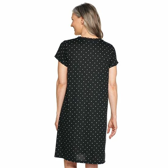 Petite Croft & Barrow® Short Sleeve Nightgown Green Floral - Image 2