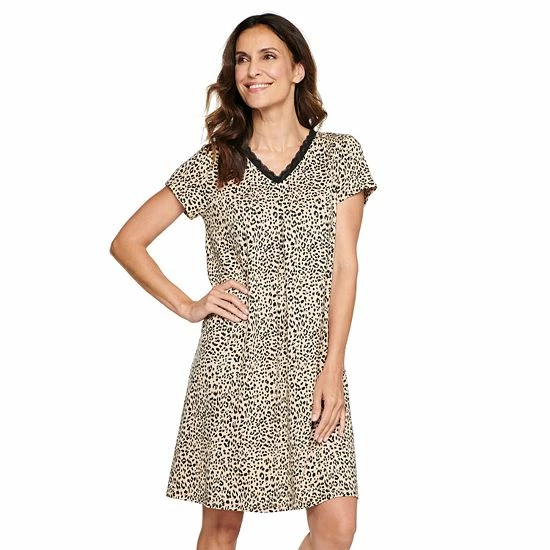 Petite Croft & Barrow® Short Sleeve Nightgown Green Floral - Image 7