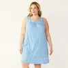 Plus Size Croft & Barrow® Sleeveless Cotton Nightgown Light Blue Dots