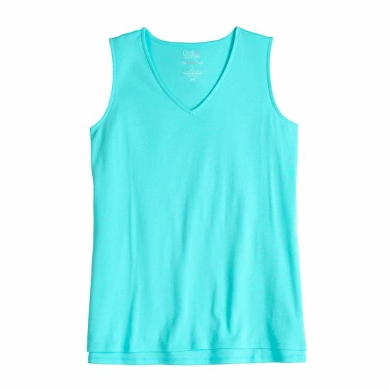 Women's Croft & Barrow® Soft V-Neck Tank Capri Blue - Image 3