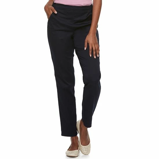 Petite Croft & Barrow® Comfort Waist Pull-On Tapered Pants Genuine Navy - Image 5