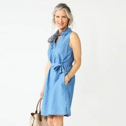 Women's Croft & Barrow® Sleeveless Chambray Shirtdress