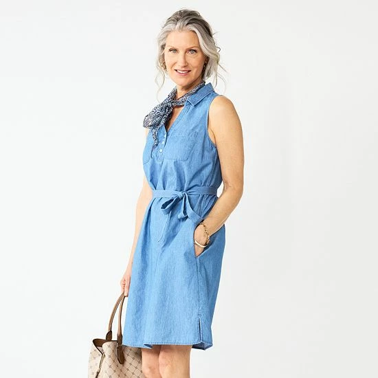 Women's Croft & Barrow® Sleeveless Chambray Shirtdress