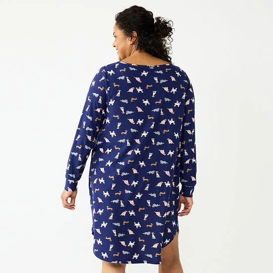 Plus Size Croft & Barrow® Long Sleeve Cozy Sleepshirt Gray Woman - Image 2