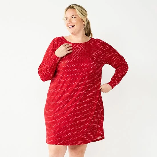 Plus Size Croft & Barrow® Long Sleeve Cozy Sleepshirt Gray Woman - Image 3