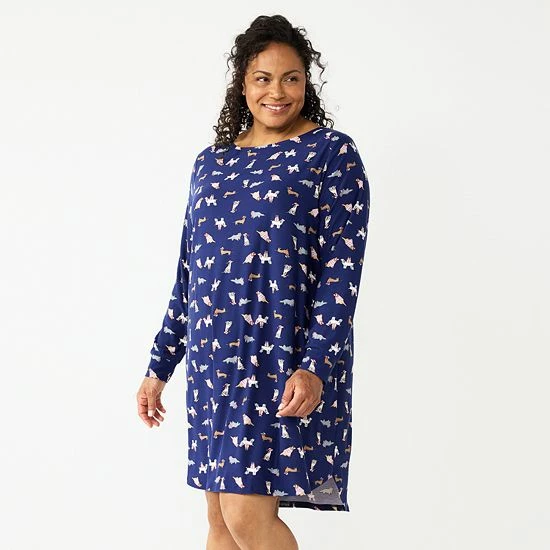 Plus Size Croft & Barrow® Long Sleeve Cozy Sleepshirt Gray Woman - Image 4