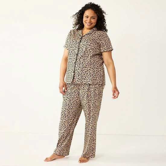 Plus Size Croft & Barrow® Short Sleeve Pajama Shirt & Pajama Pants Sleep Set Gray Heather - Image 7