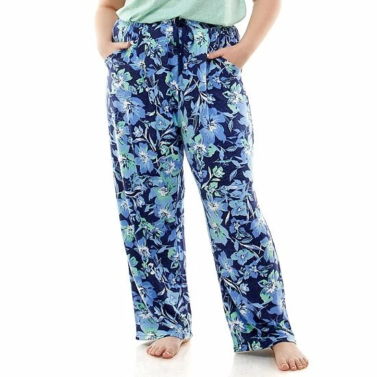 Plus Size Croft & Barrow® Whisperluxe Pajama Pants Navy Floral - Image 5