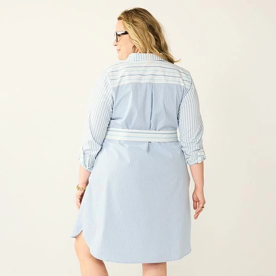 Plus Size Croft & Barrow® Mixed-Stripe Shirt Dress - Image 2
