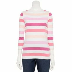 Women's Croft & Barrow® Boatneck Top Pink Airy Floral