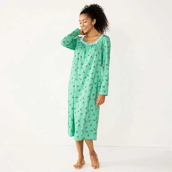 Petite Croft & Barrow® Long Nightgown Pink Ditzy - Image 5