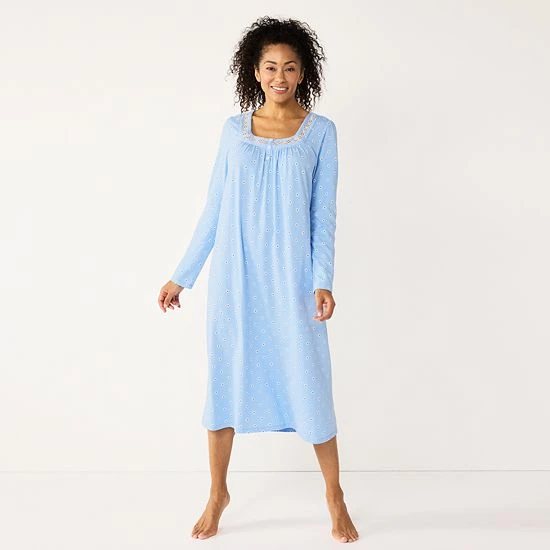 Petite Croft & Barrow® Long Nightgown Pink Ditzy - Image 6