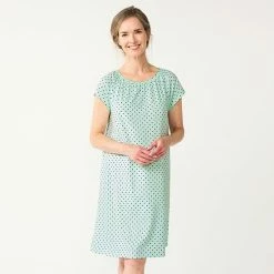 Petite Croft & Barrow® Short Sleeve Cotton Nightgown Navy Floral