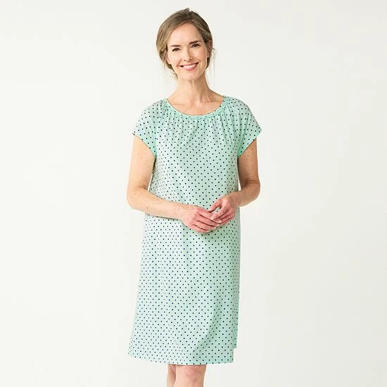 Petite Croft & Barrow® Short Sleeve Cotton Nightgown Navy Floral