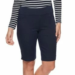 Petite Croft & Barrow® Effortless Stretch Bermuda Shorts Genuine Navy