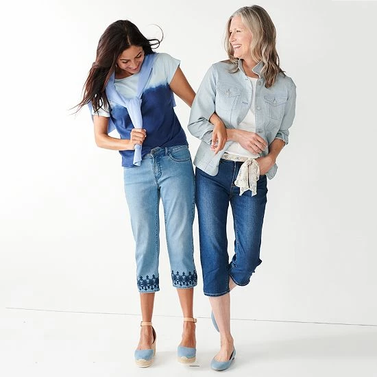 Women's Croft & Barrow® Comfort Waist Denim Capris Light Pink W Pink Belt - Image 4