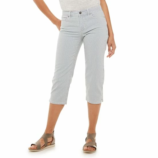 Women's Croft & Barrow® Comfort Waist Denim Capris Light Pink W Pink Belt - Image 7