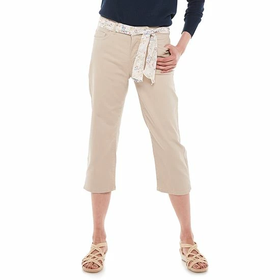 Women's Croft & Barrow® Comfort Waist Denim Capris Light Pink W Pink Belt - Image 10