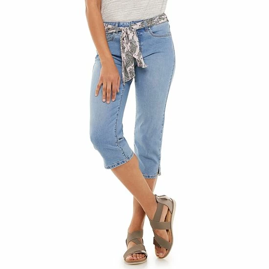 Women's Croft & Barrow® Comfort Waist Denim Capris Light Pink W Pink Belt - Image 12