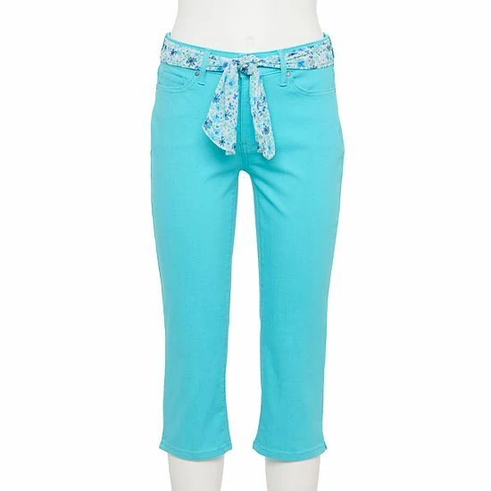 Women's Croft & Barrow® Comfort Waist Denim Capris Light Pink W Pink Belt - Image 13