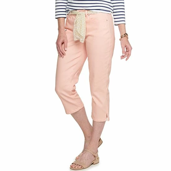 Women's Croft & Barrow® Comfort Waist Denim Capris Light Pink W Pink Belt - Image 16